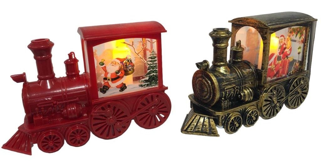 Dekoratif Işıklı Mumlu Noel Baba Trende Yılbaşı Biblosu