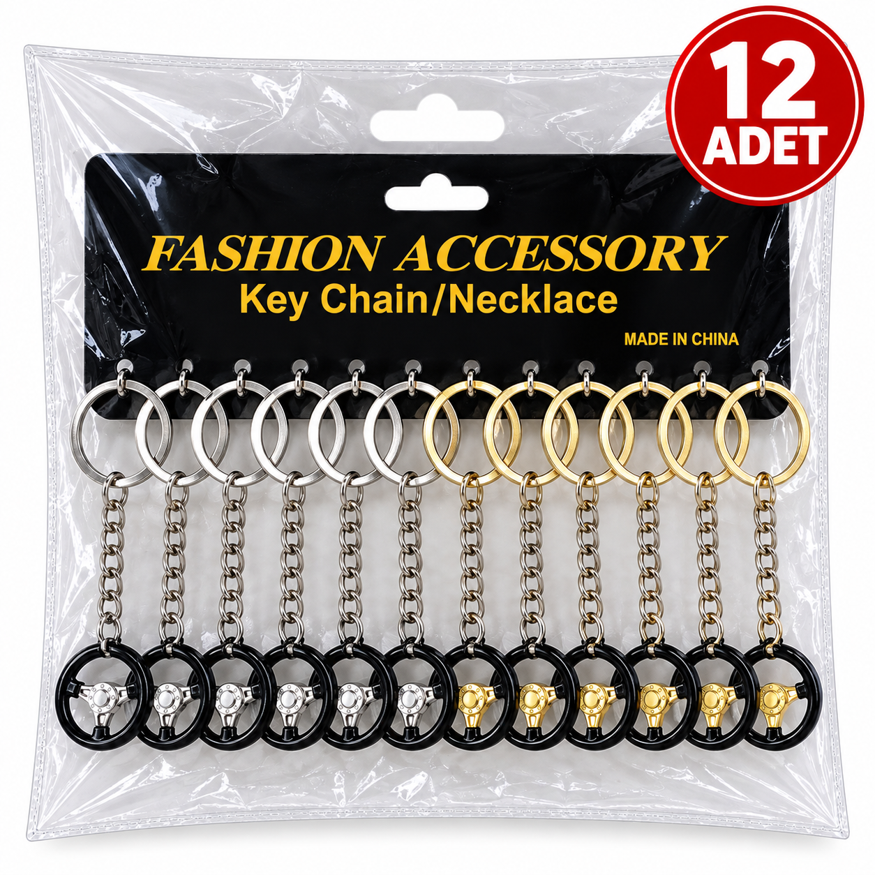 12'li Paket Metal Direksiyon Figürlü Anahtarlık
