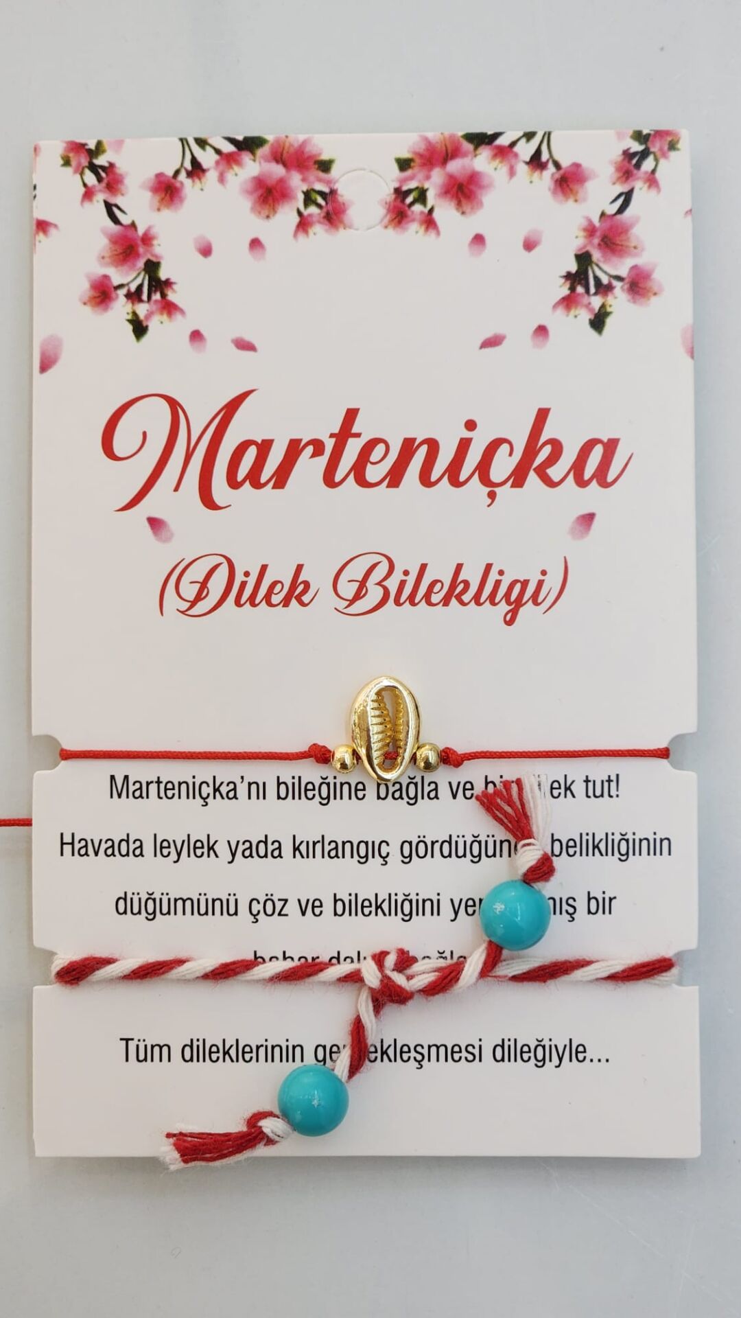 Marteniçka Kartlı Deniz Kabuklu Dilek ve Şans Bilekliği