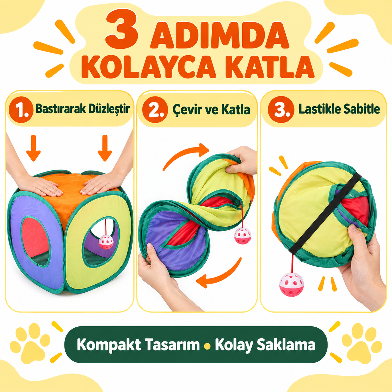 5 Adet Kare Model Kedi Oyun Tüneli