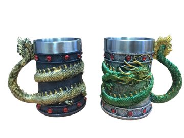 3D Ejderha Tasarımlı Çelik Kupa Bardak