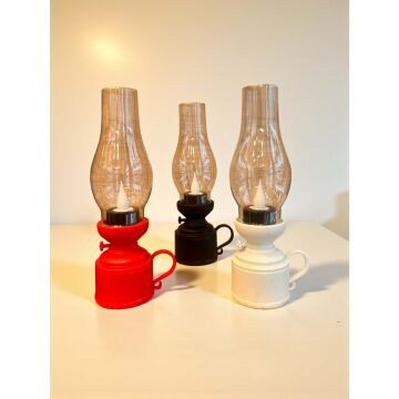 Nostaljik Siyah Pilli Işıklı Alevli Gaz Lambası