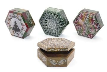 Renkli Tasarımlı Obsidian Taş Kutu(13cm x 5 cm)