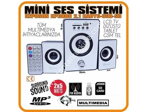 Keposon Mini 2+1 Ses Sistemi Radyo-Usb-Sd Card