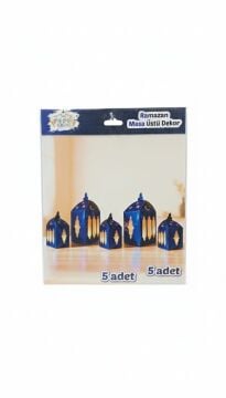 Ramazan Temalı Masa Üstü Dekor Seti Mavi 5'li