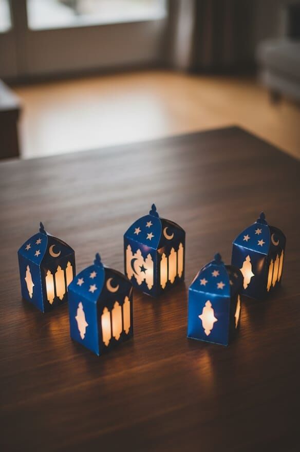 Ramazan Temalı Masa Üstü Dekor Seti Mavi 5'li