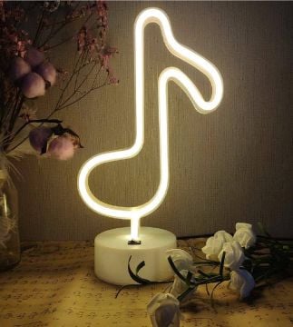 Dekoratif Led Neon Müzik Notası Şeklinde Işıklı Gece Lambası