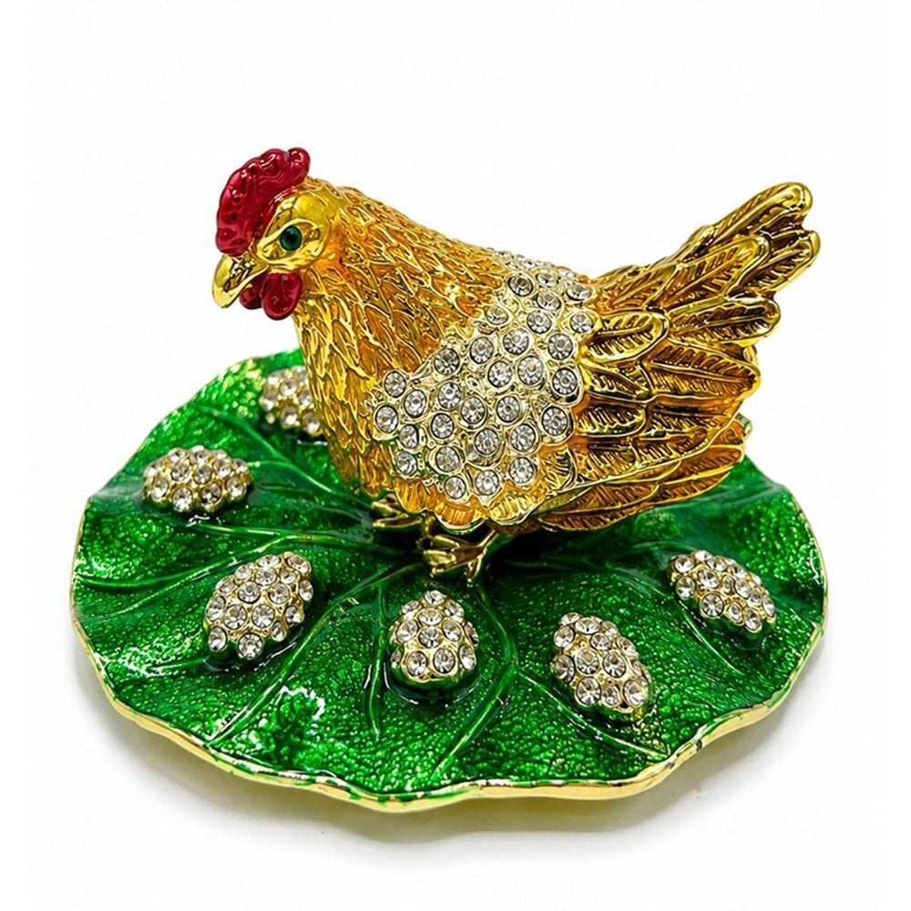 Swarovski Yeşil Taşlı Tavuk Biblosu (8cm)