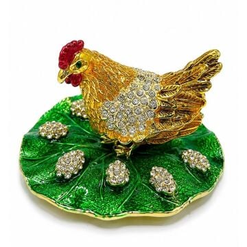Swarovski Yeşil Taşlı Tavuk Biblosu (8cm)