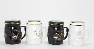 Panda Tasarımlı Ayna kapaklı Kupa Bardak