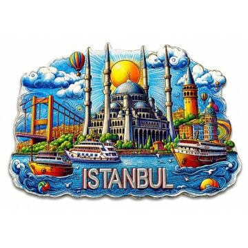 Silikon İstanbul Deniz Manzaralı Manget Buzdolabı Süsü (8cm x7cm)