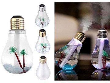 Ampul Şeklinde Led Işıklı Hava Nemlendirici Buhar Makinesi