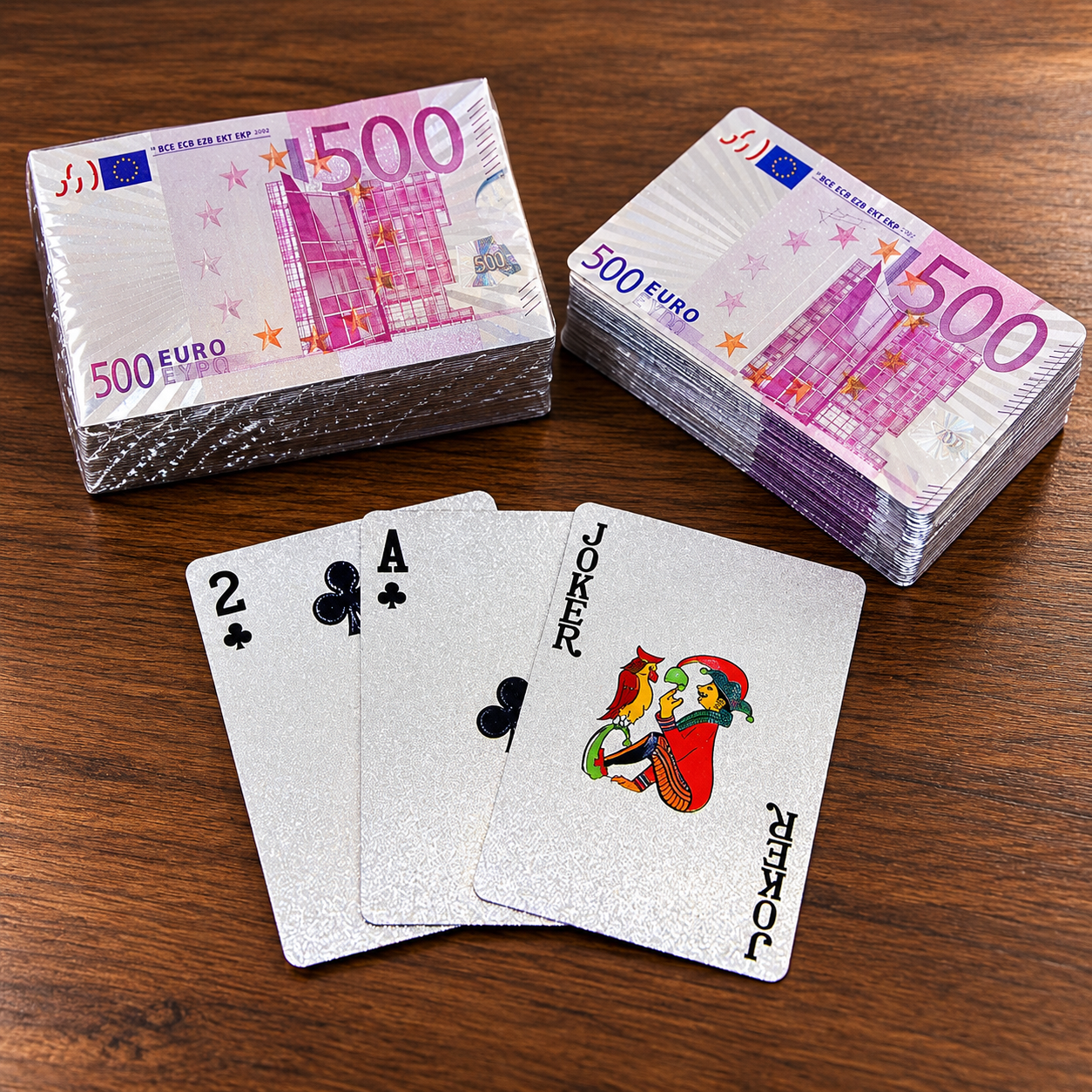 Euro Tasarımlı Gümüş İskambil Oyun Kartı