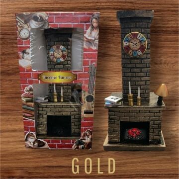 Dekoratif Polyester Şömine Tasarımlı Konik Tütsülük Gold